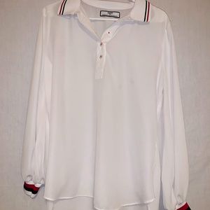 White Blouse w/ Red and Black Detailing